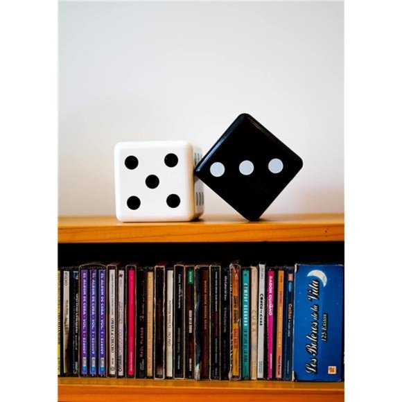Jumbo Dice Decor, Set of 2, Natural Wood Decorations with Black and White Colors - Picture 4 of 6